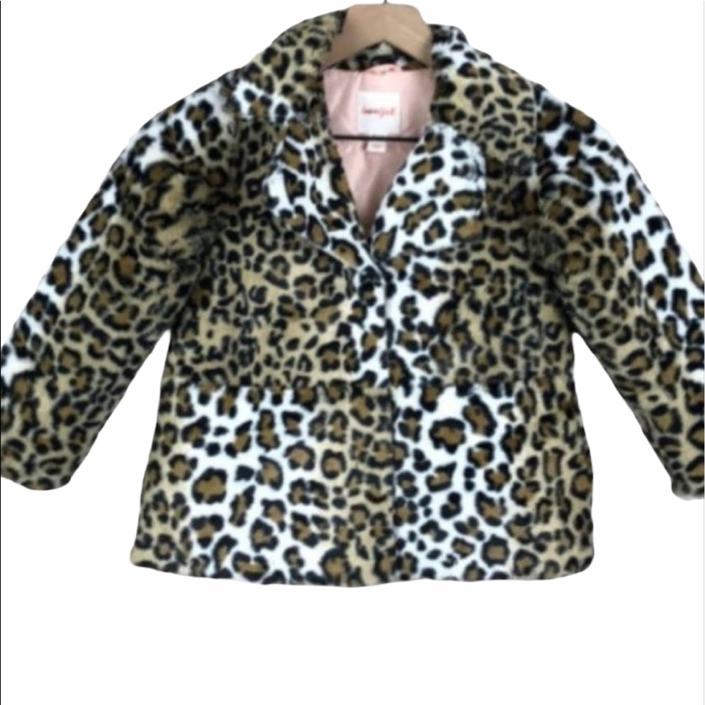 💝Cat & Jack Cheetah print coat, snap, pockets